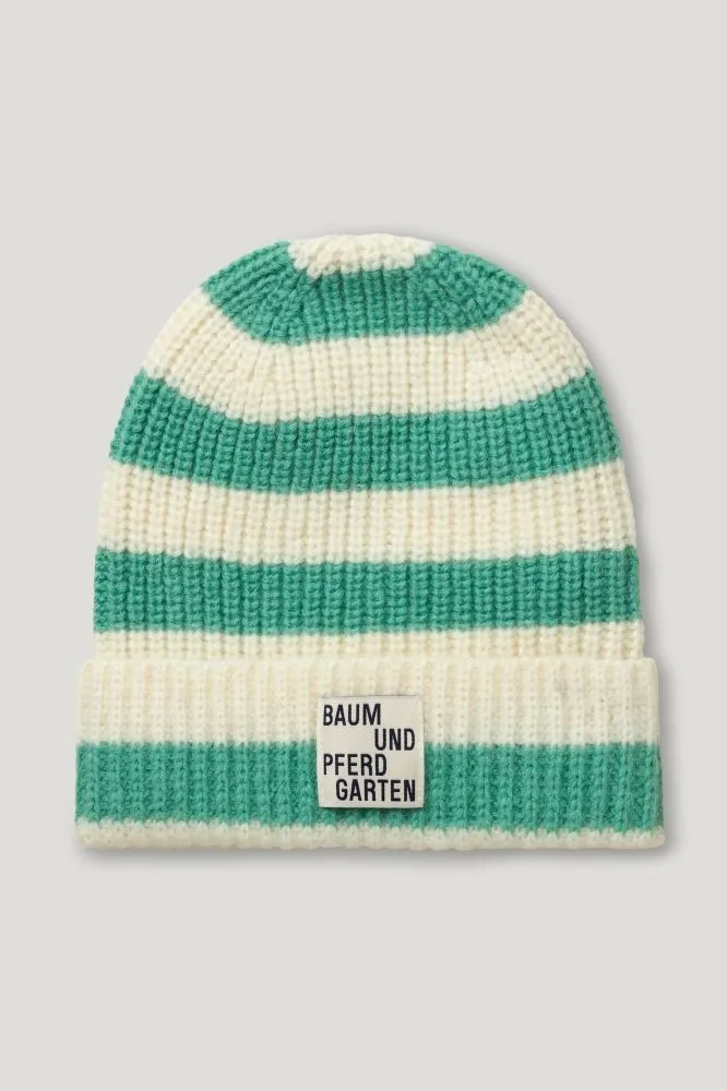 Green and Cream Striped Hat