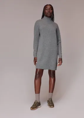 Grey Funnel Neck Knit Dress