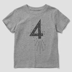 Gray Number 4 Birthday Tee