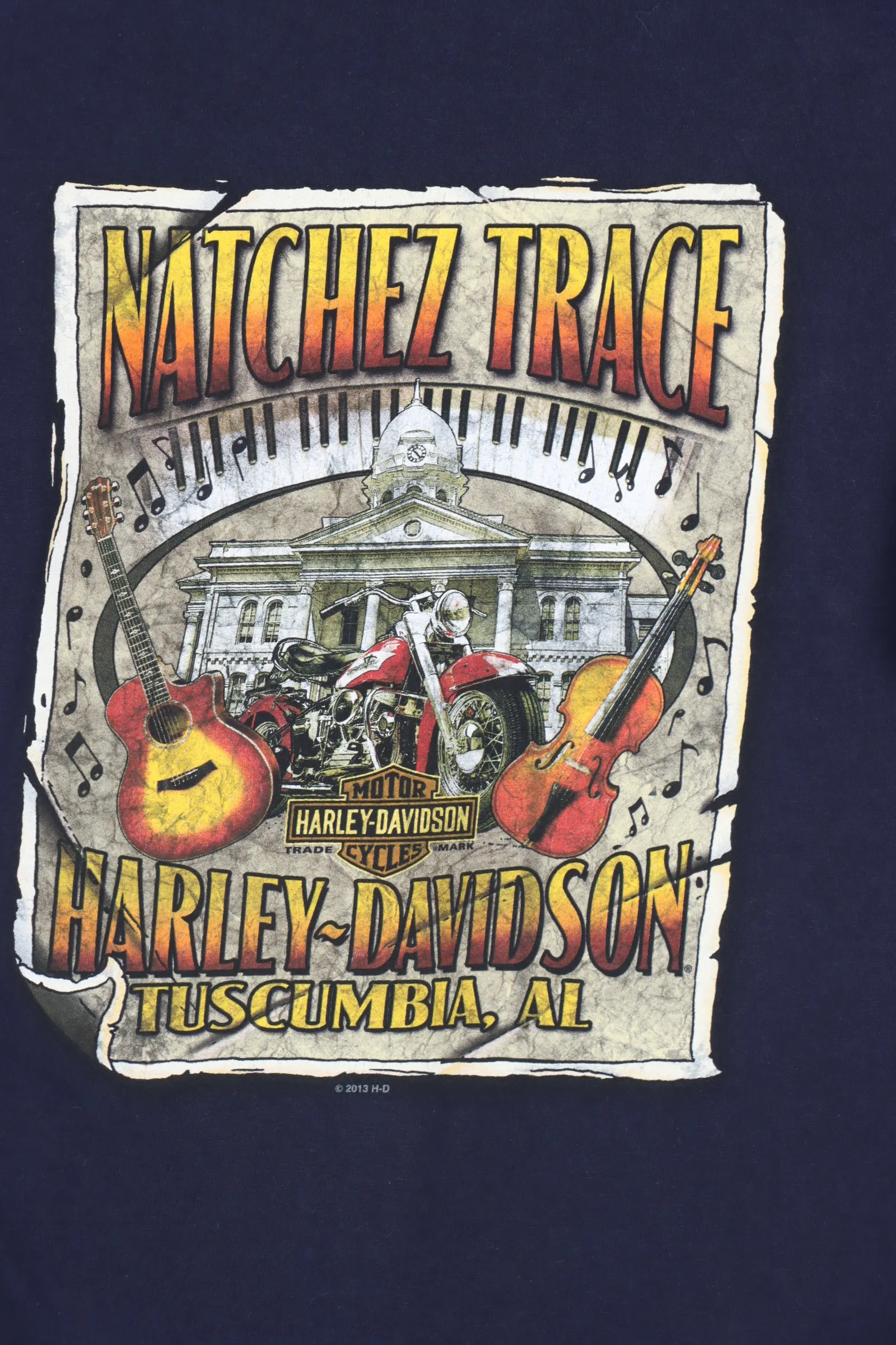 Harley Davidson Navy Natchez Trace Music Tee Medium.