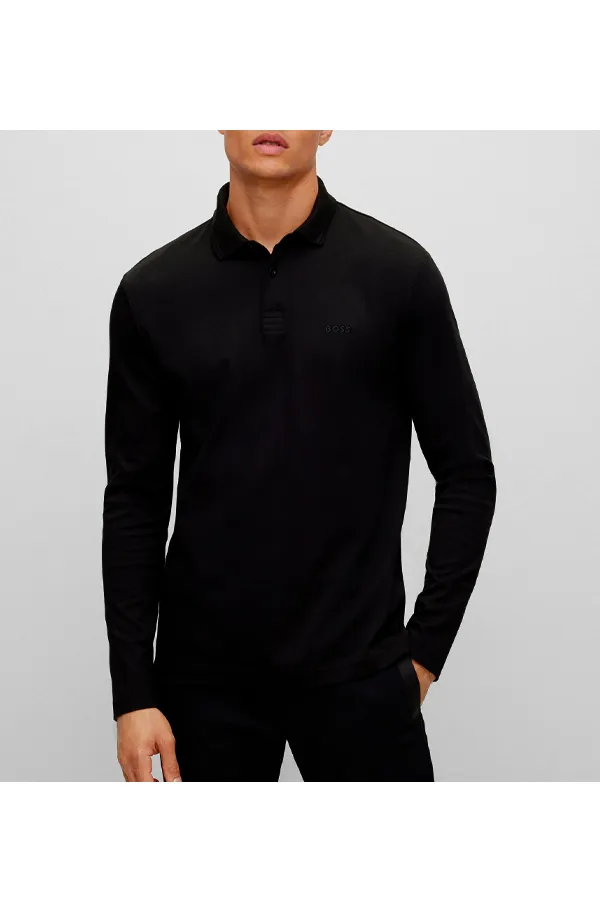 Hugo Boss Black Long Sleeve Interlock Pirol Polo