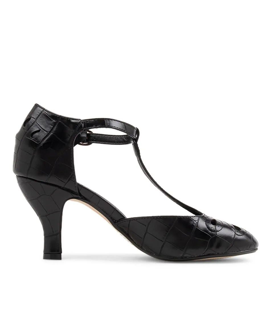 I LOVE BILLY Marie Black Croc Heels