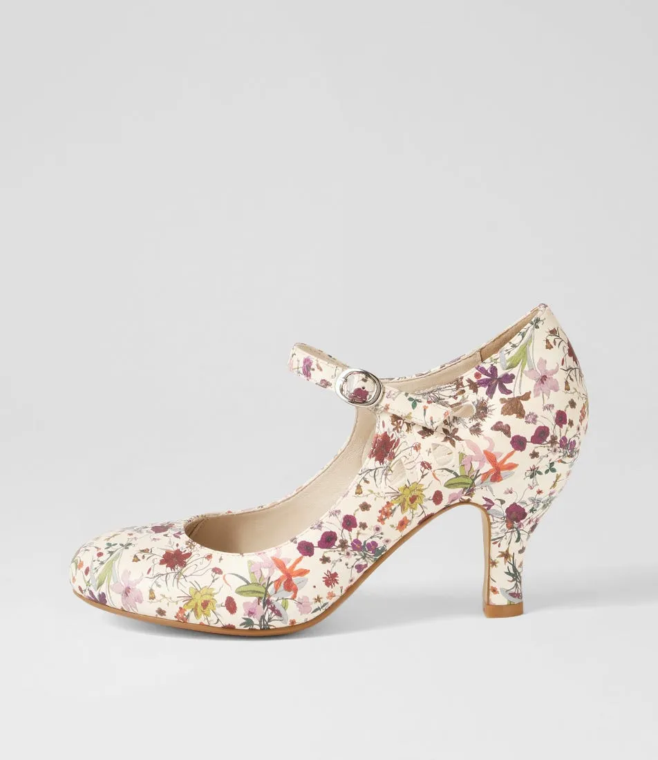 I LOVE BILLY Mendy Beige Blossomy Mary Jane Heels