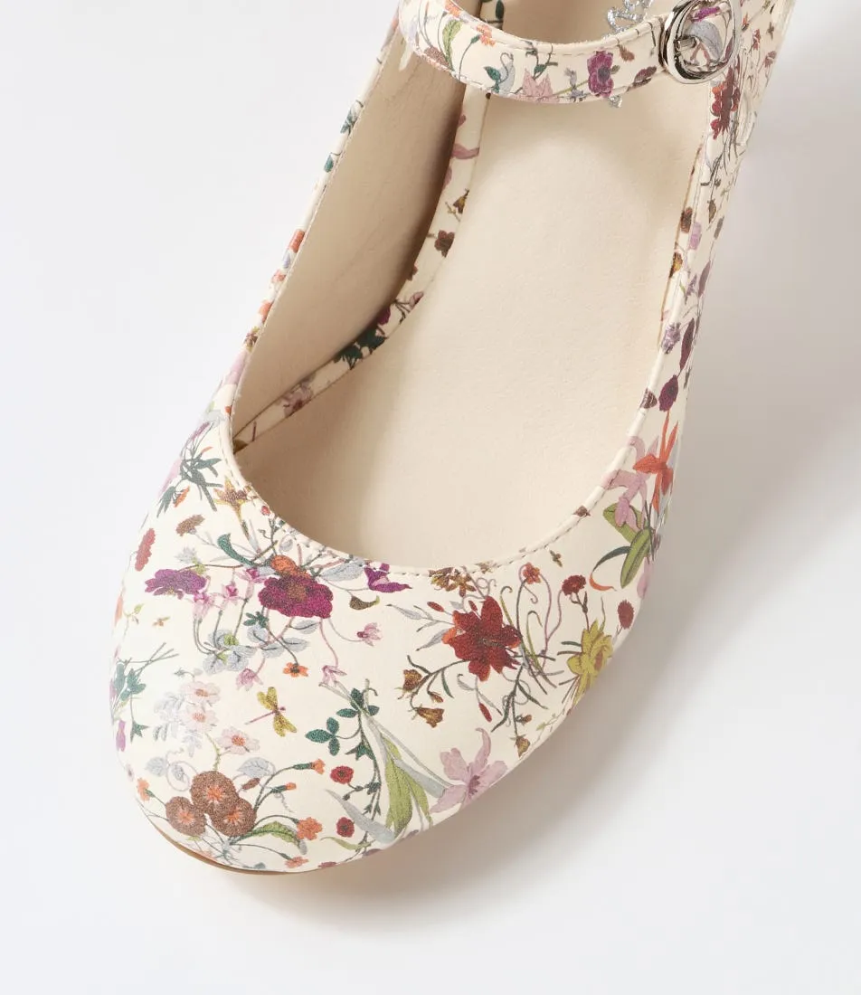 I LOVE BILLY Mendy Beige Blossomy Mary Jane Heels