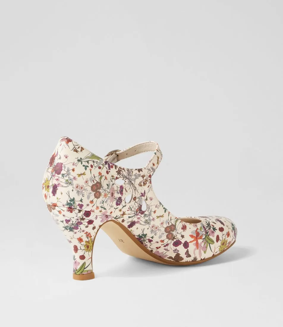 I LOVE BILLY Mendy Beige Blossomy Mary Jane Heels