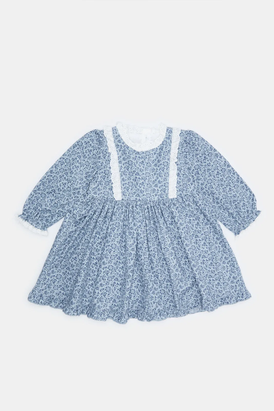 Infant Girls Blue Printed Dress