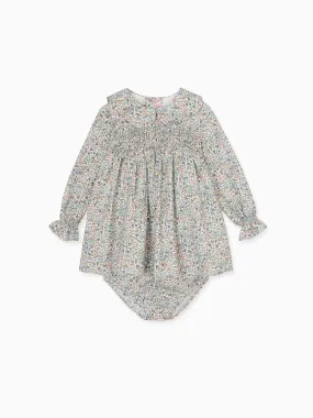 Ivory Floral Sabrina Baby Girl Smocked Set