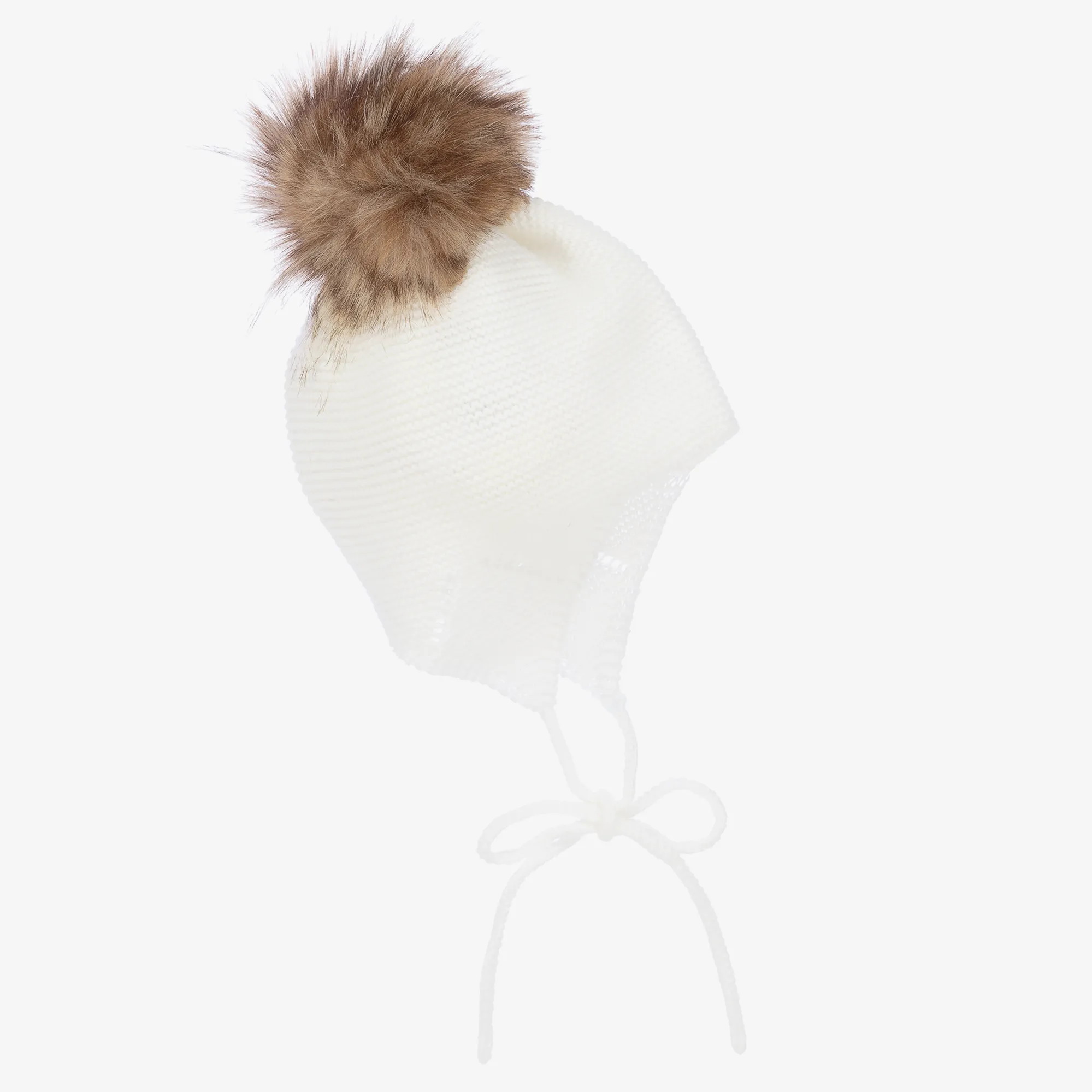 Ivory Knitted Pom-Pom Hat