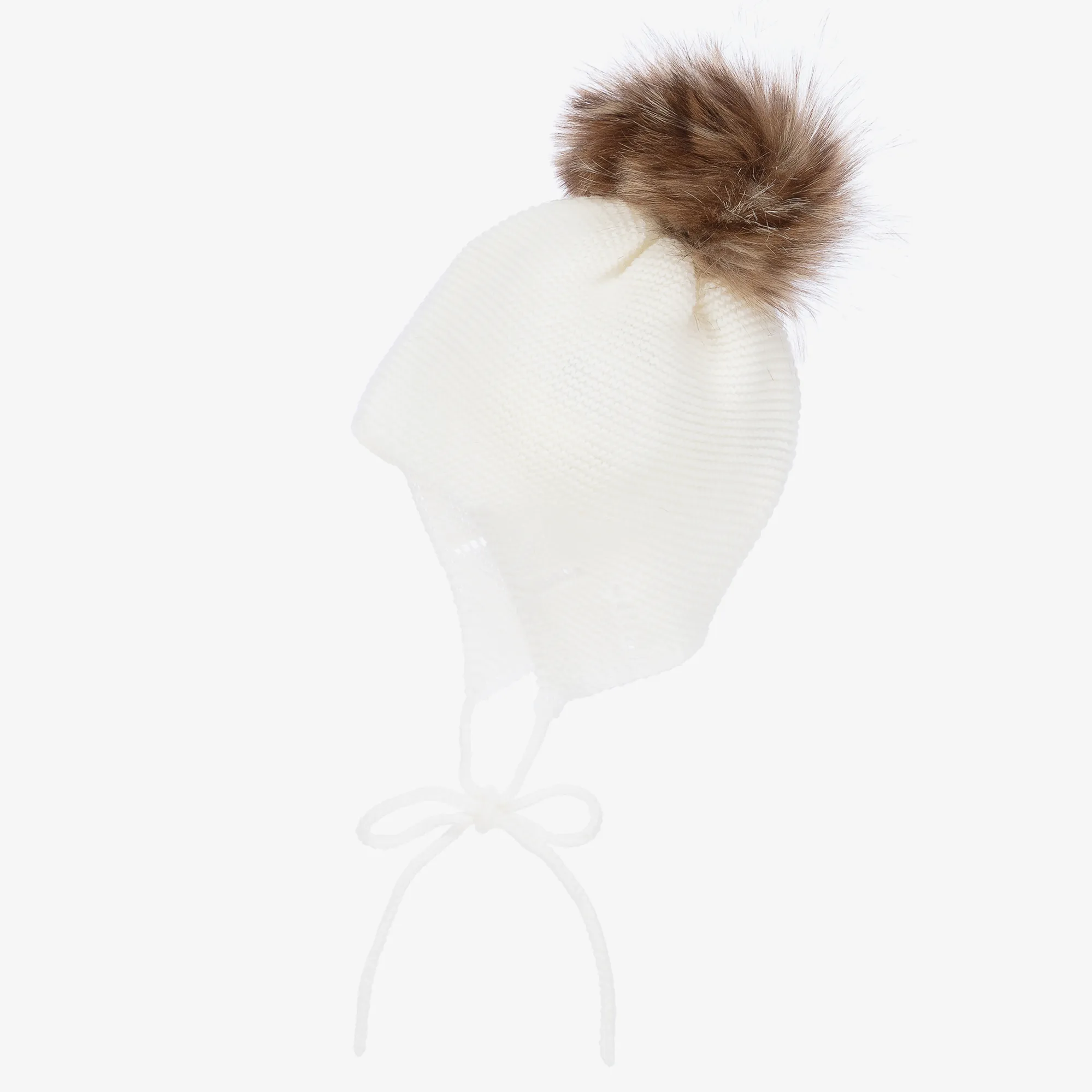 Ivory Knitted Pom-Pom Hat