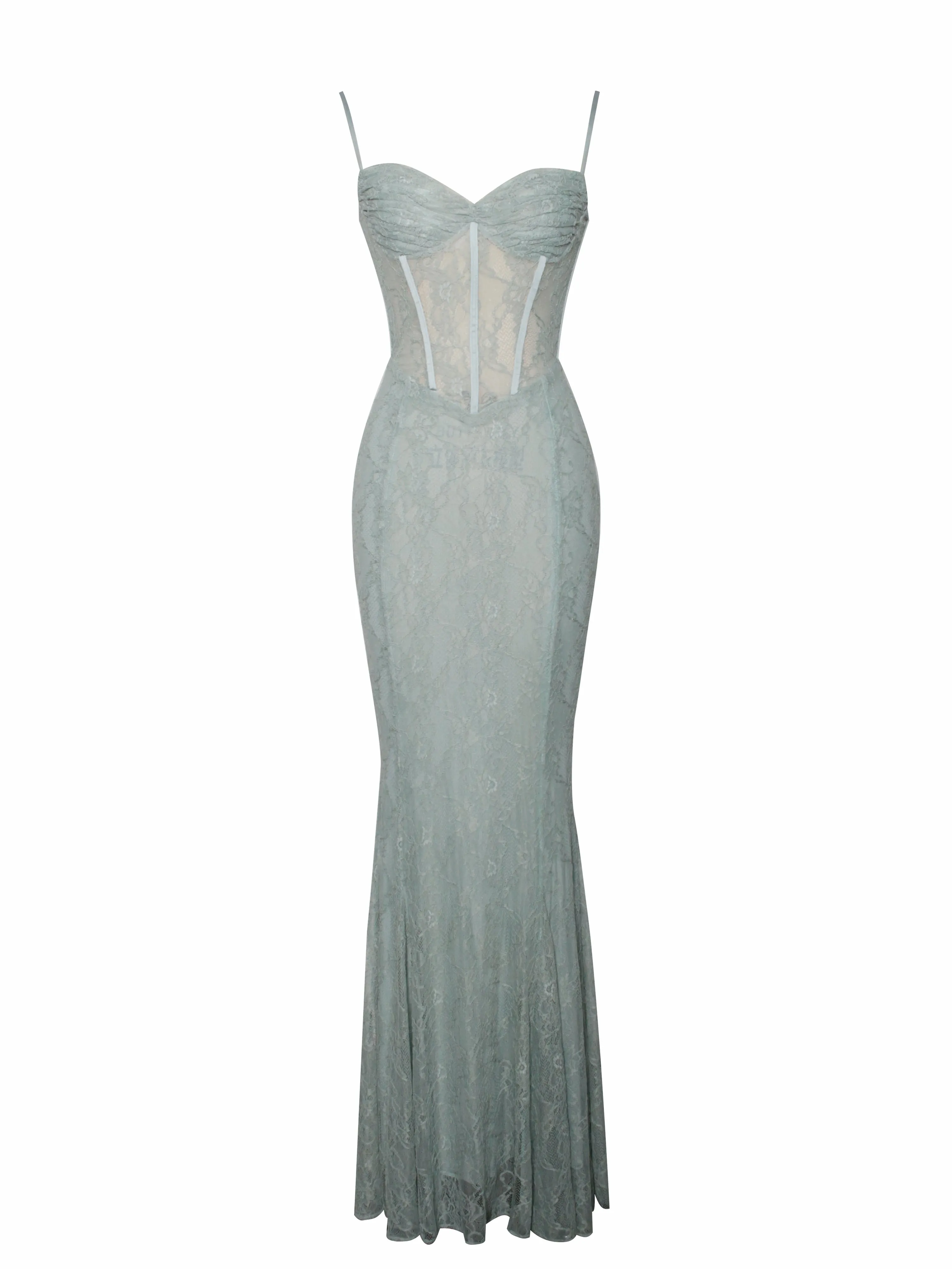 Janelle Green Sweetheart Mermaid Lace Maxi Dress