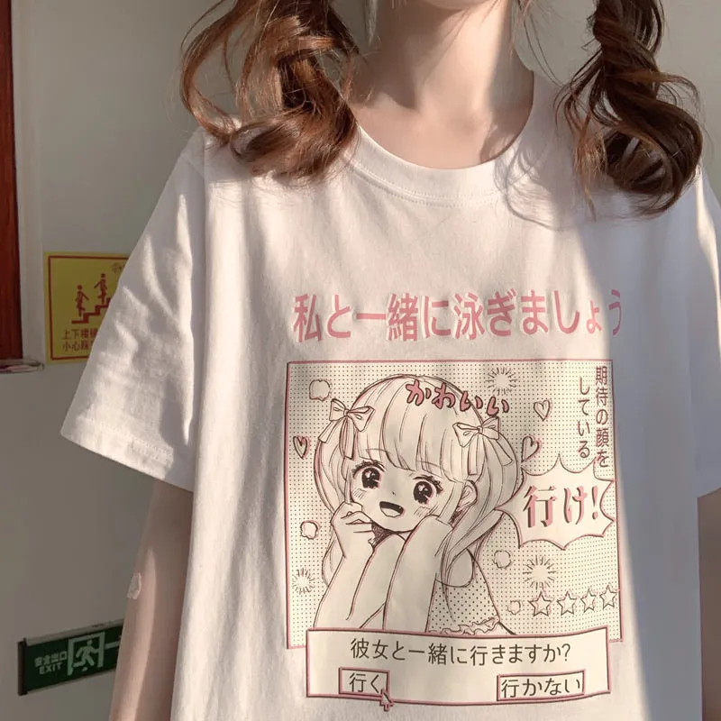 Japanese Preppy Girl Print Tee,