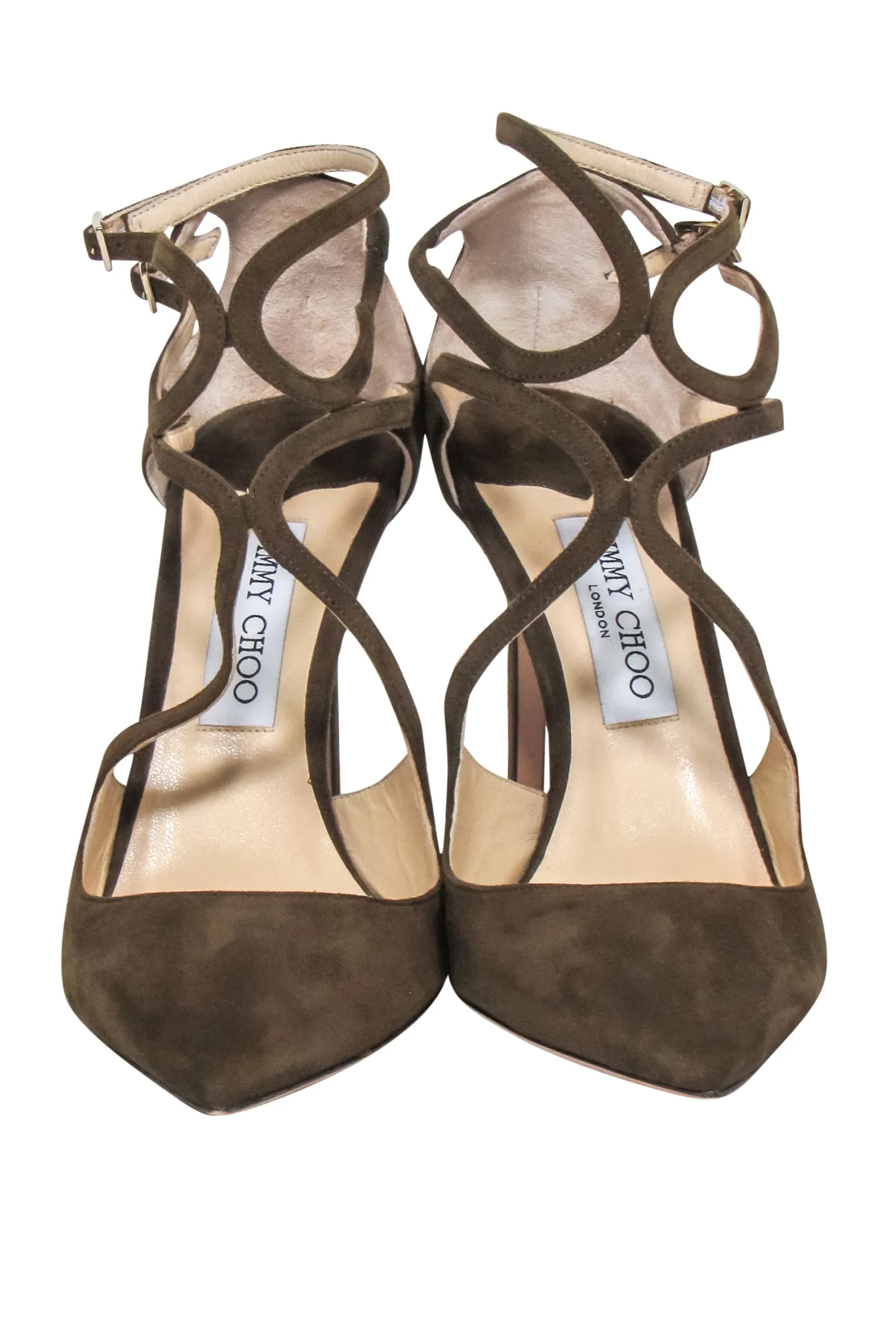 Jimmy Choo - Olive Suede Pointed-Toe Heels Sz 10