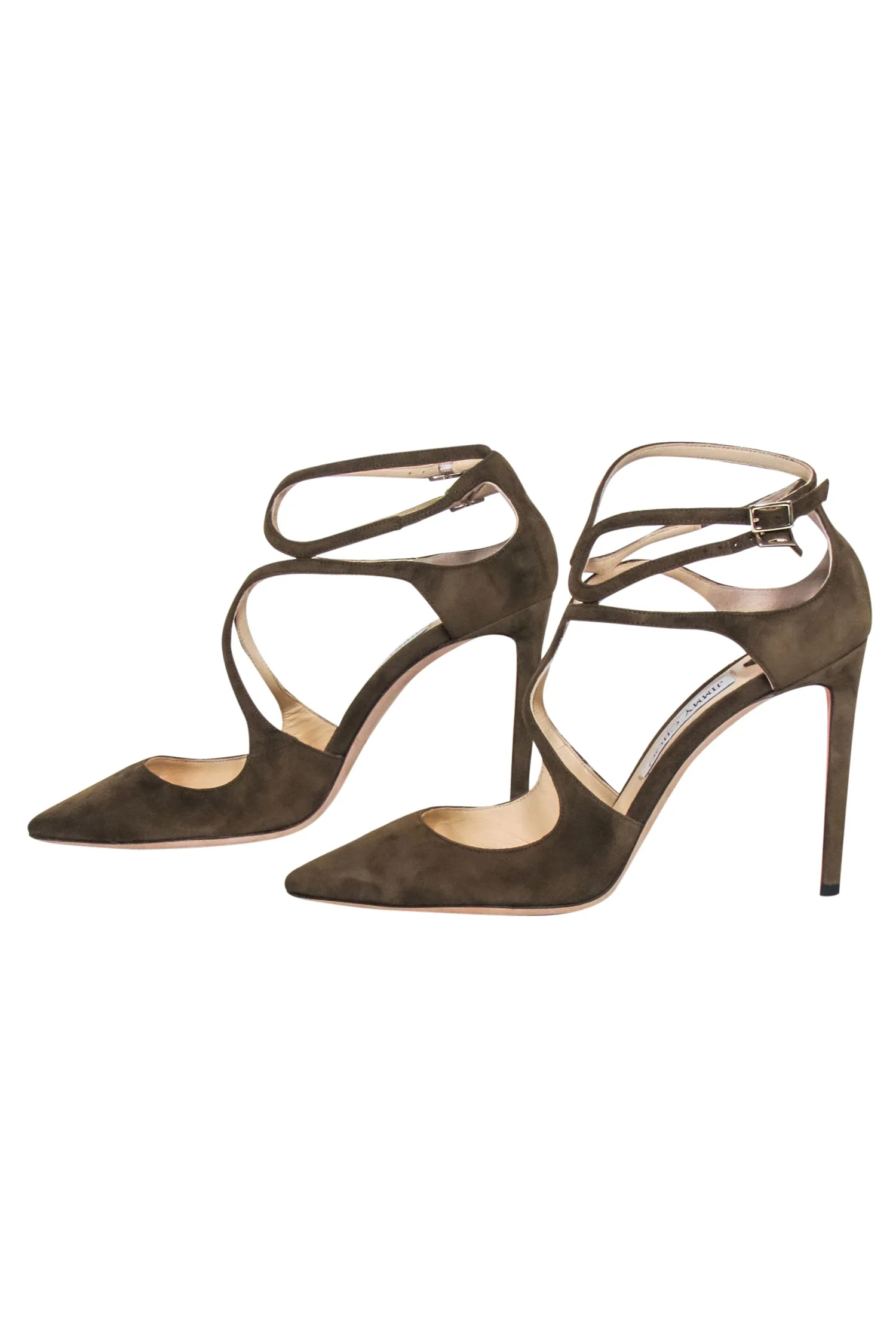 Jimmy Choo - Olive Suede Pointed-Toe Heels Sz 10