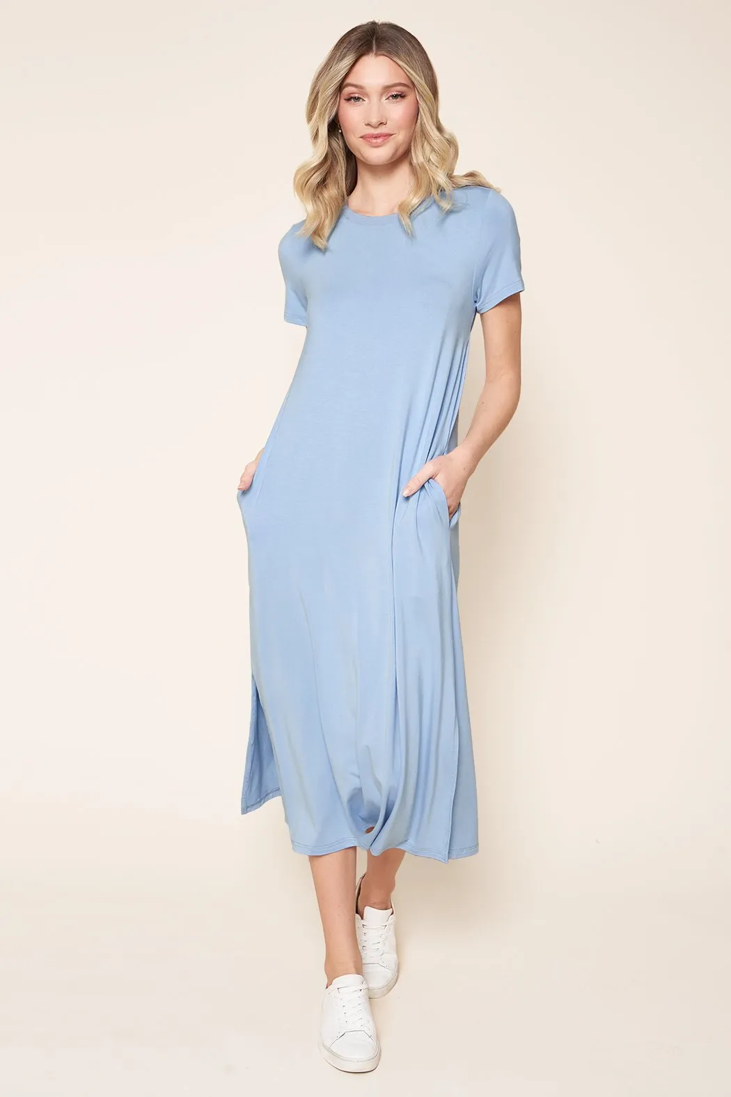 Joplin Shift Midi Jersey Knit T Shirt Dress