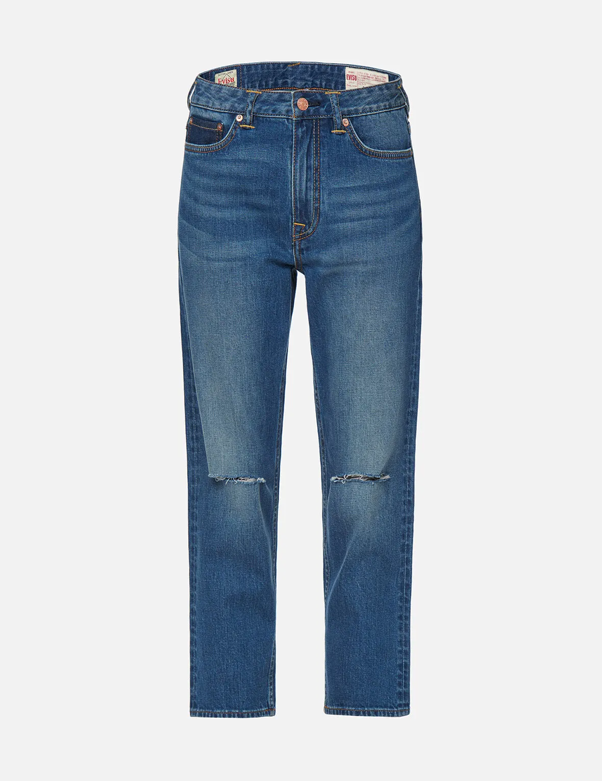 Kamon and Seagull Embroidered Relax-Cut Denim Jeans