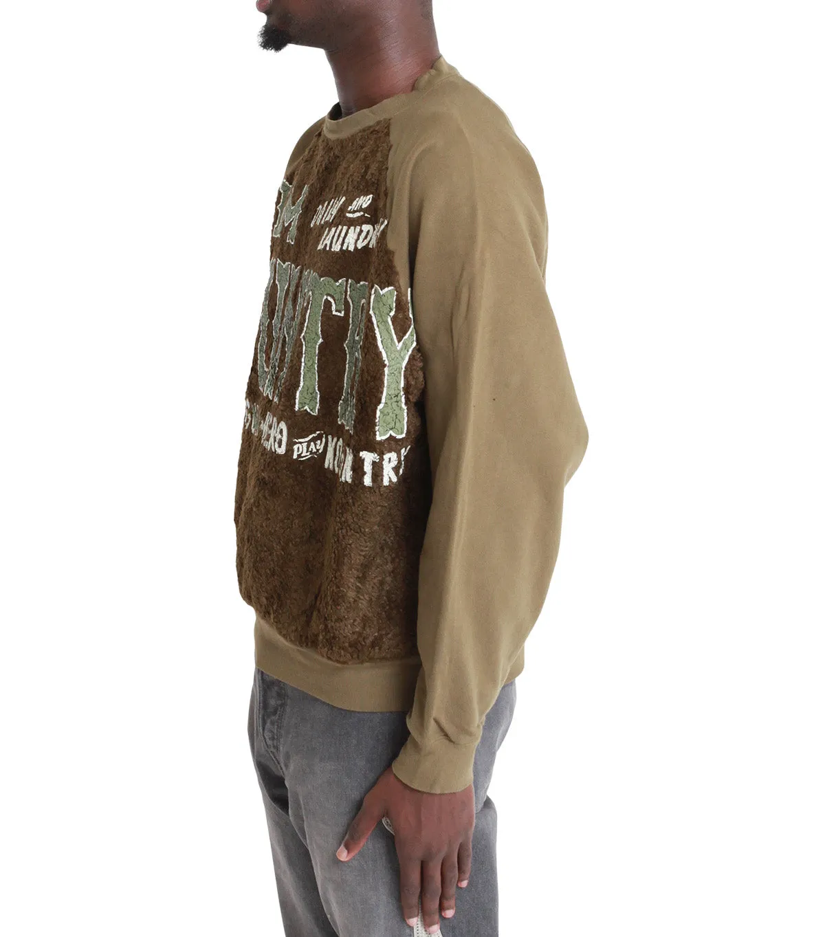 Kapital 30/-Swt Knit X Fur Grizzly Sweatshirt ('Em Kountry) Khaki