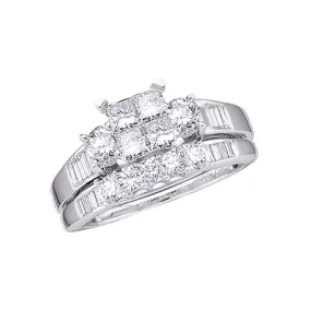 Keene Jewelers 10kt White Gold Princess Diamond Bridal Wedding Ring Band Set 1 Cttw Size 6