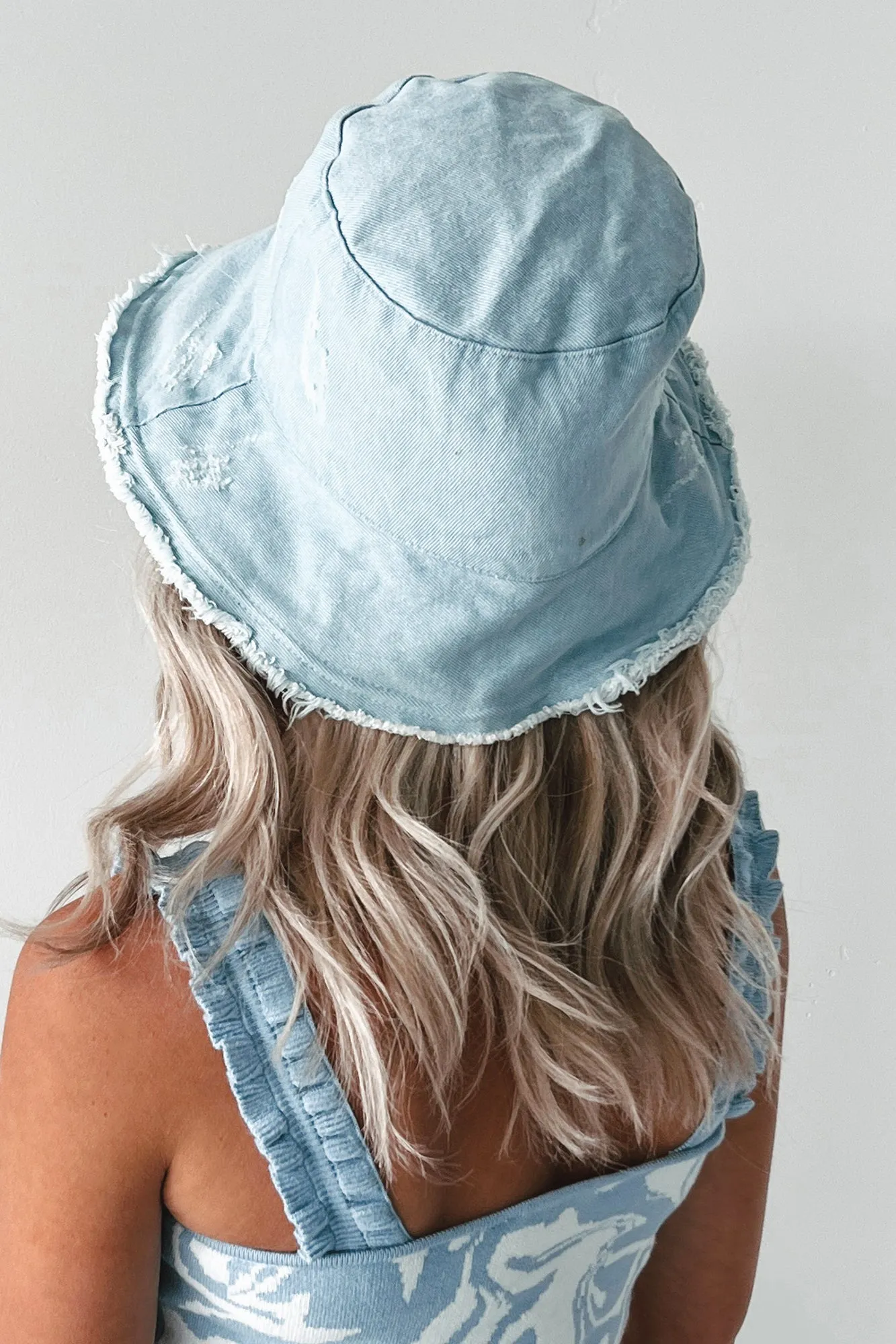 Keeping It Fresh Distressed Denim Bucket Hat (Light Blue)