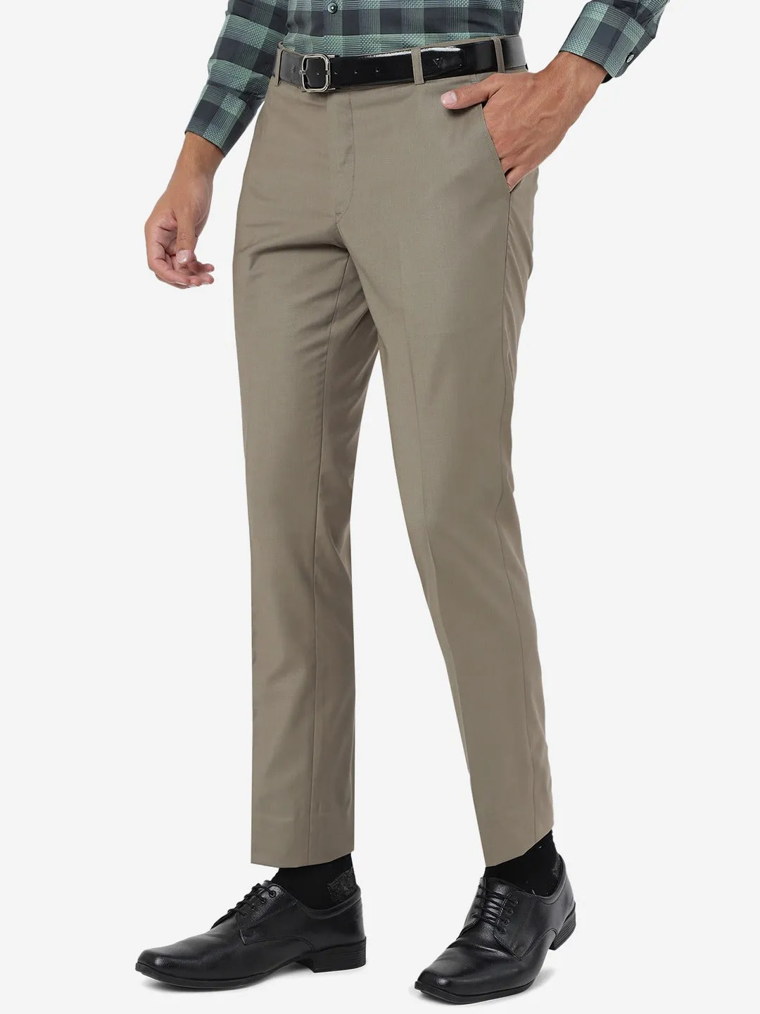 Khaki Super Slim Fit Formal Trouser by JadeBlue