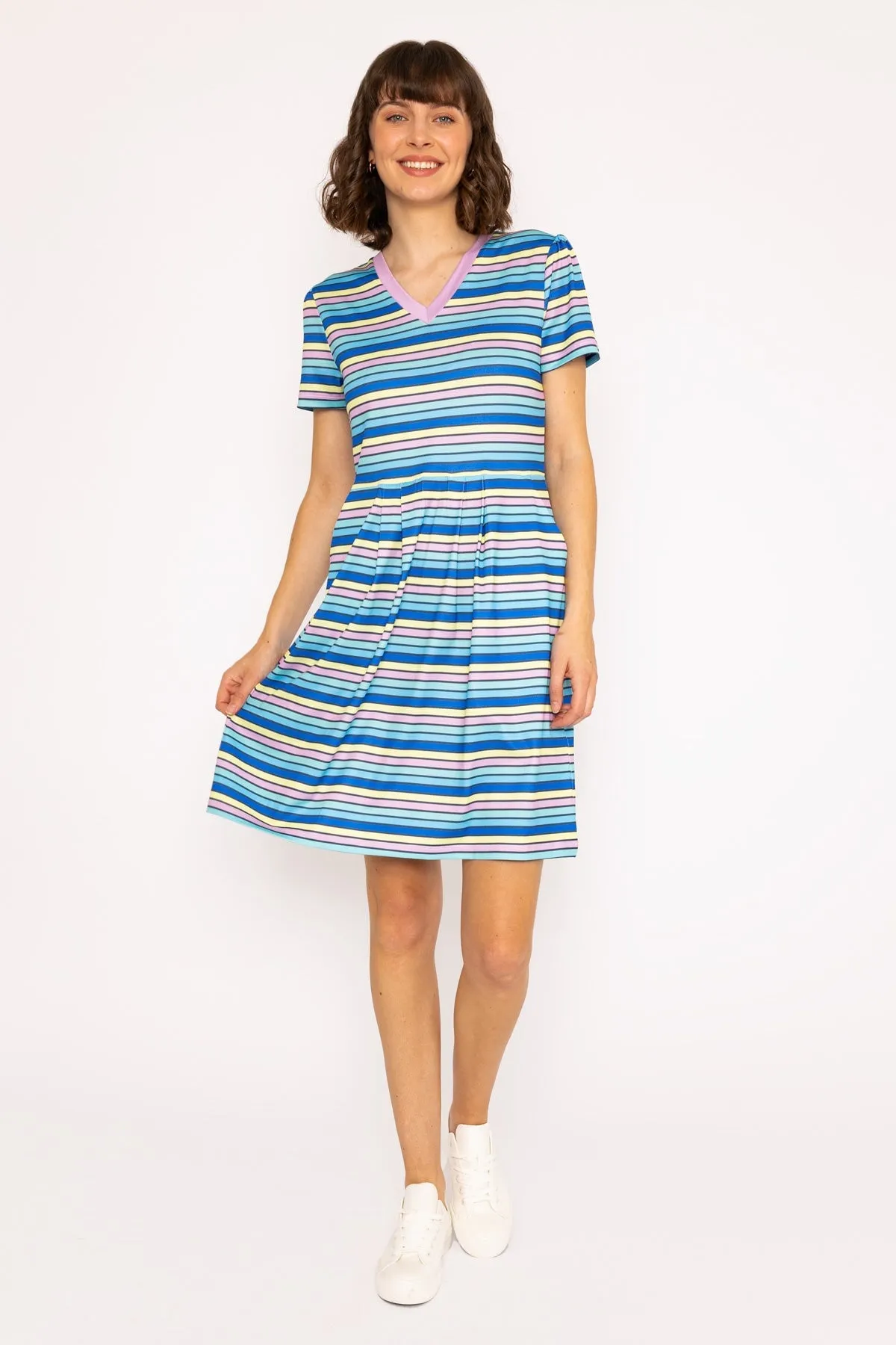 Knee Length Stripe Casual Dress