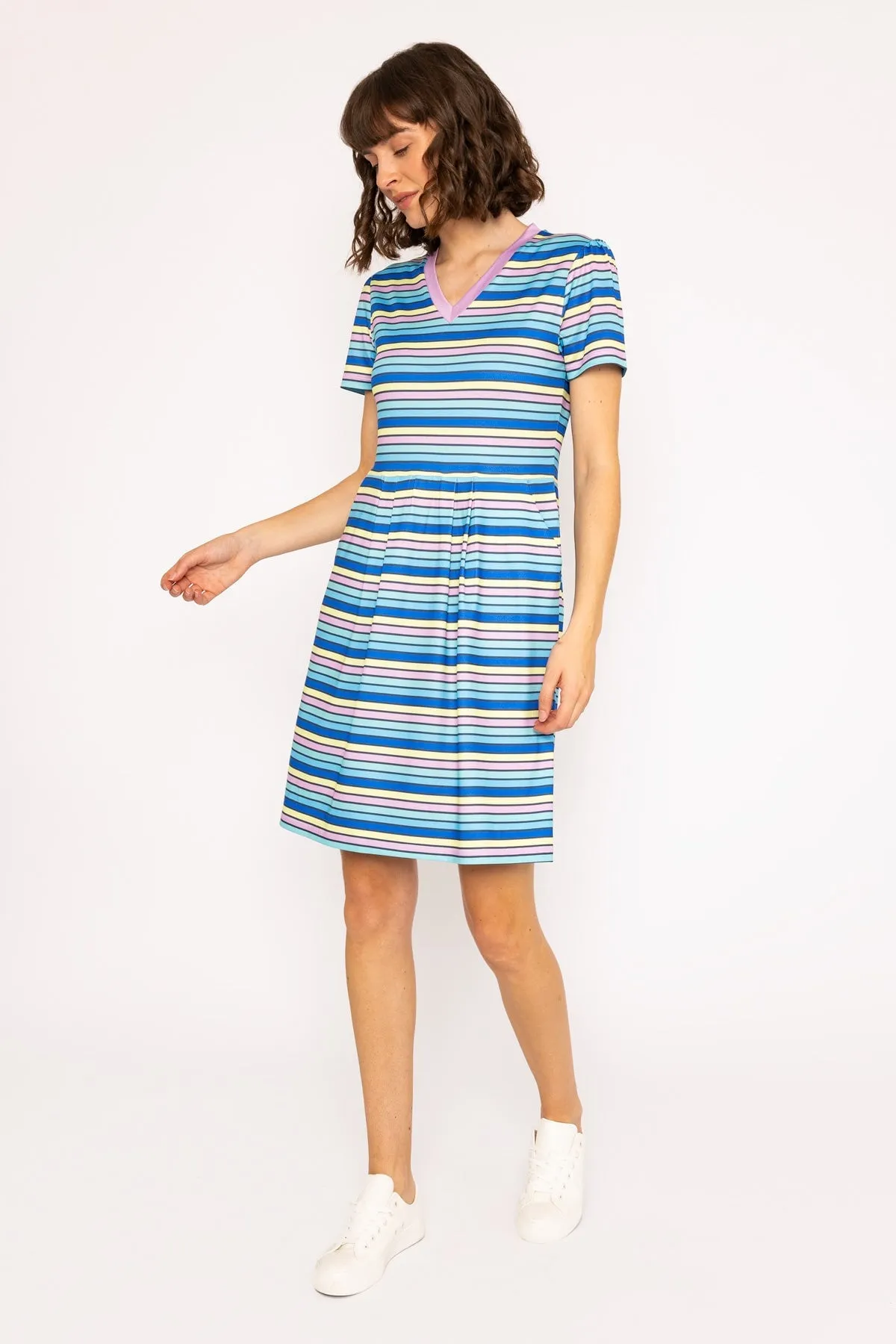 Knee Length Stripe Casual Dress