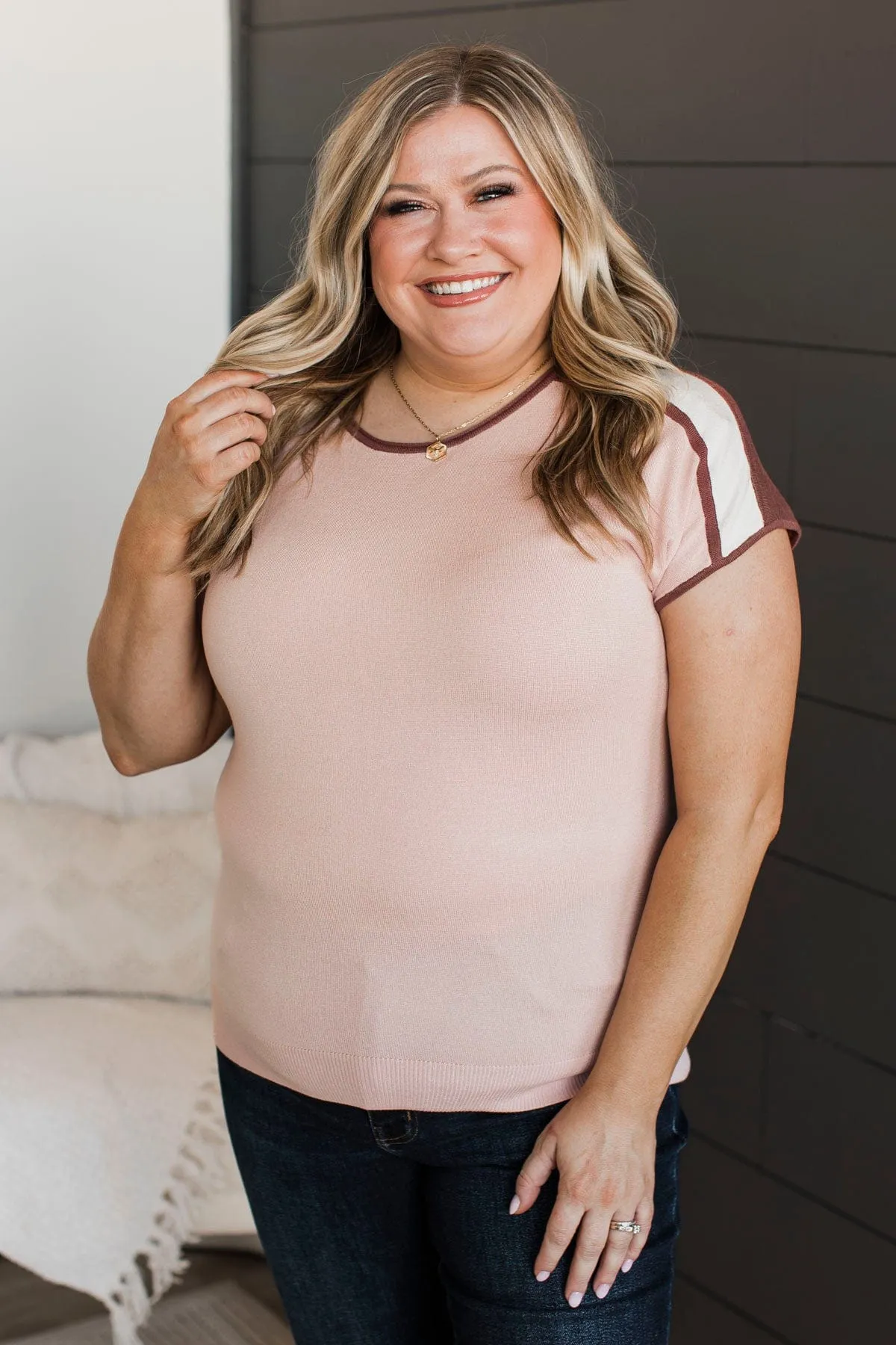 Knit Blush & Dark Mauve Top