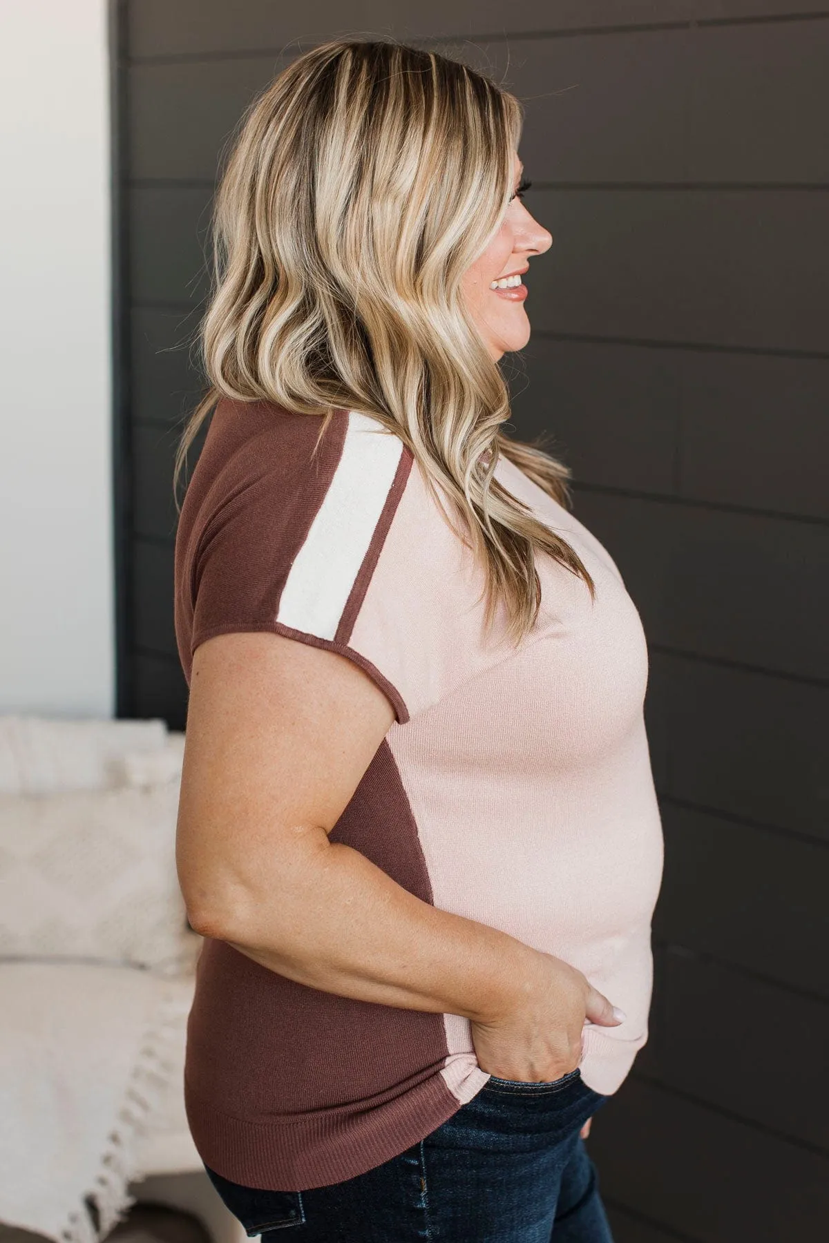 Knit Blush & Dark Mauve Top