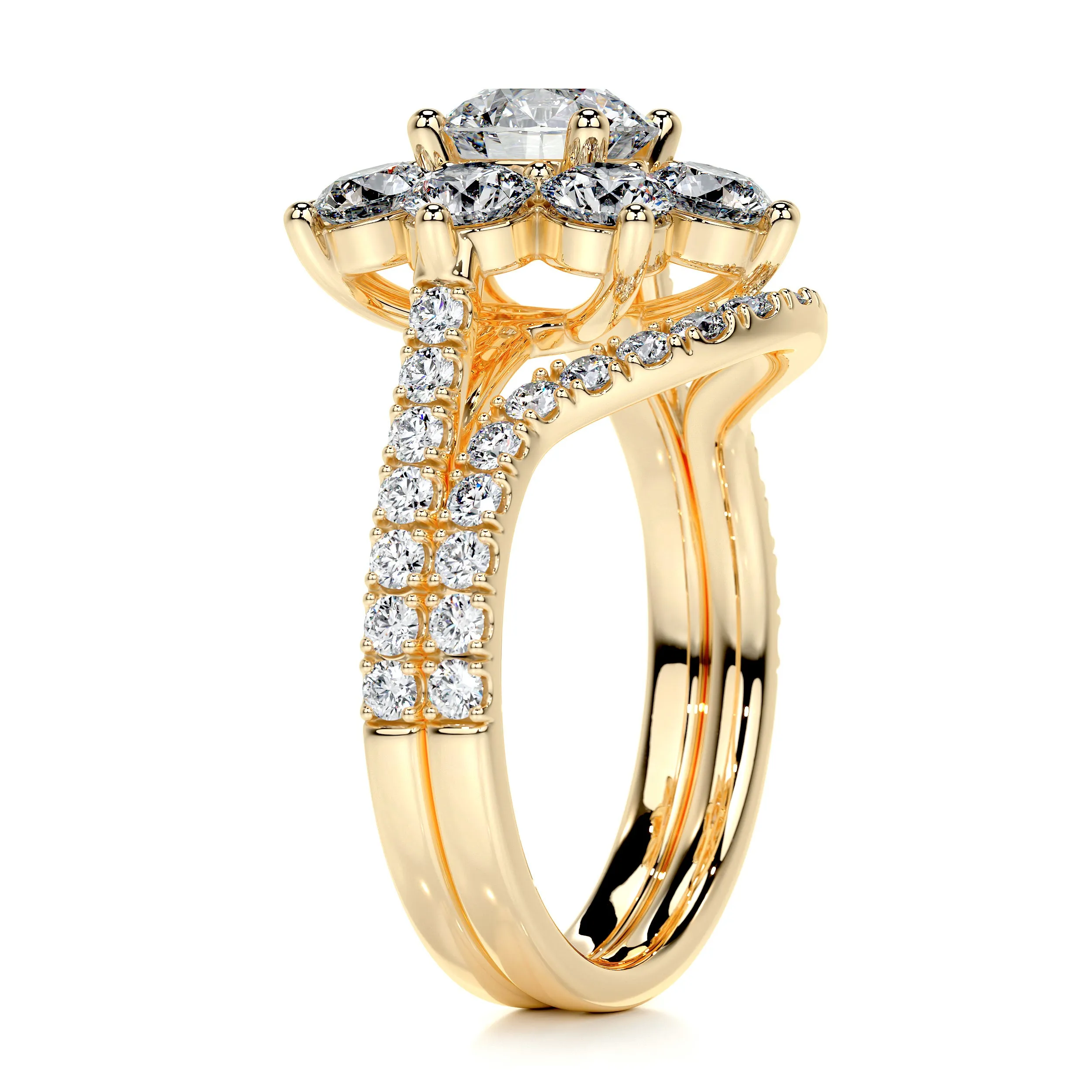 La Fleur Diamond Bridal Set -18K Yellow Gold