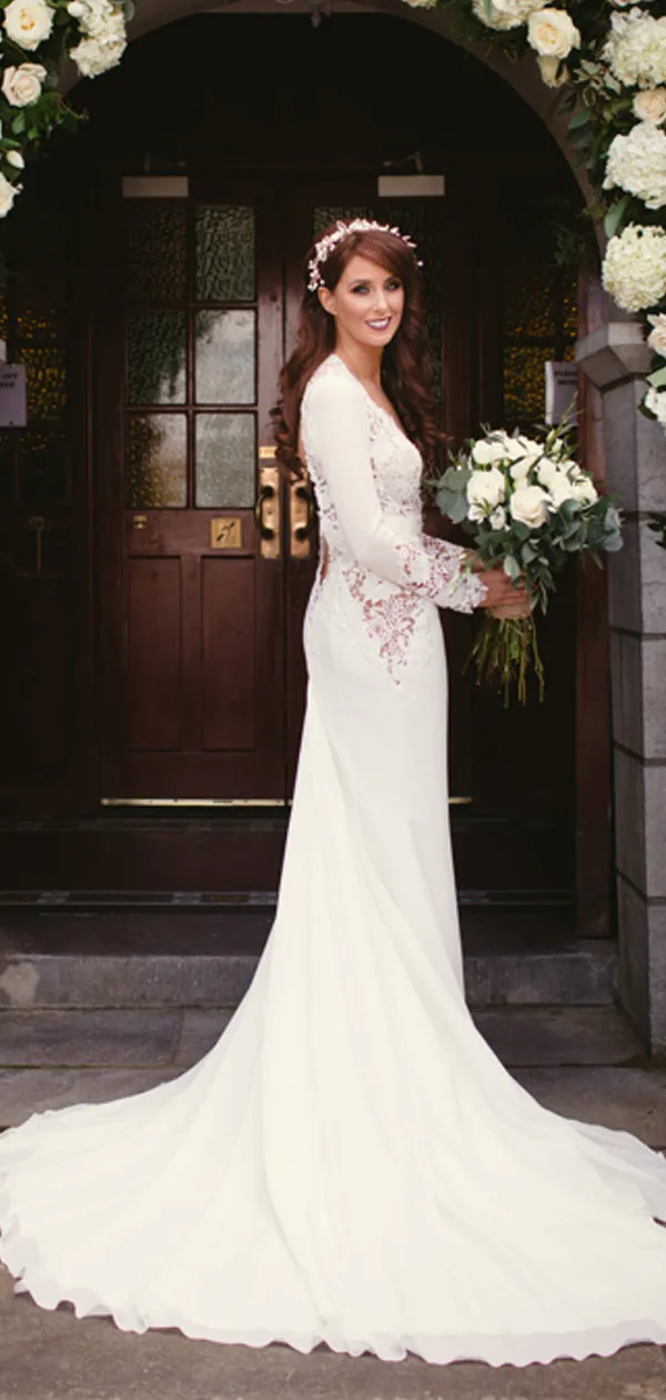 Lace Mermaid Wedding Dress with Open Back