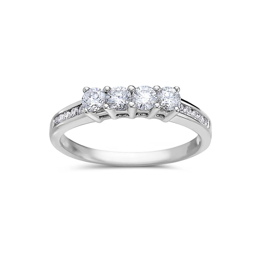 14k White Gold Women's Wedding Band With 0.75 Diamond