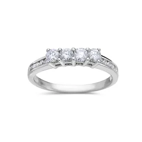 14k White Gold Women's Wedding Band With 0.75 Diamond