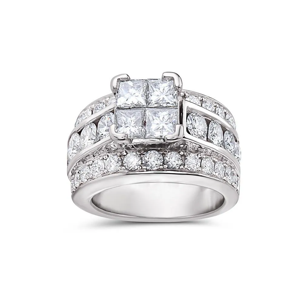 Ladies 14k White Gold Right Hand Ring With 3.34 CT