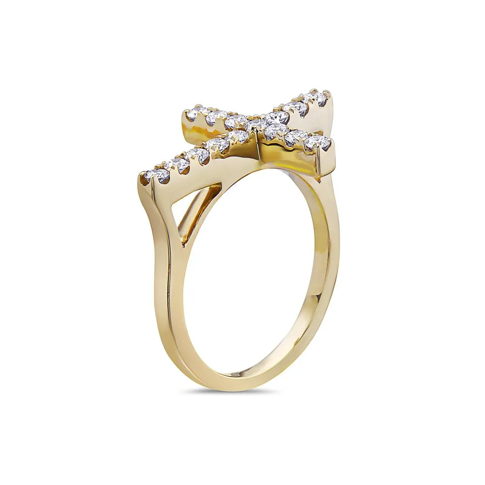 Ladies 14k Yellow Gold Right Hand Ring with 0.53 Carat Diamond