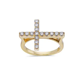 Ladies 14k Yellow Gold Right Hand Ring with 0.53 Carat Diamond