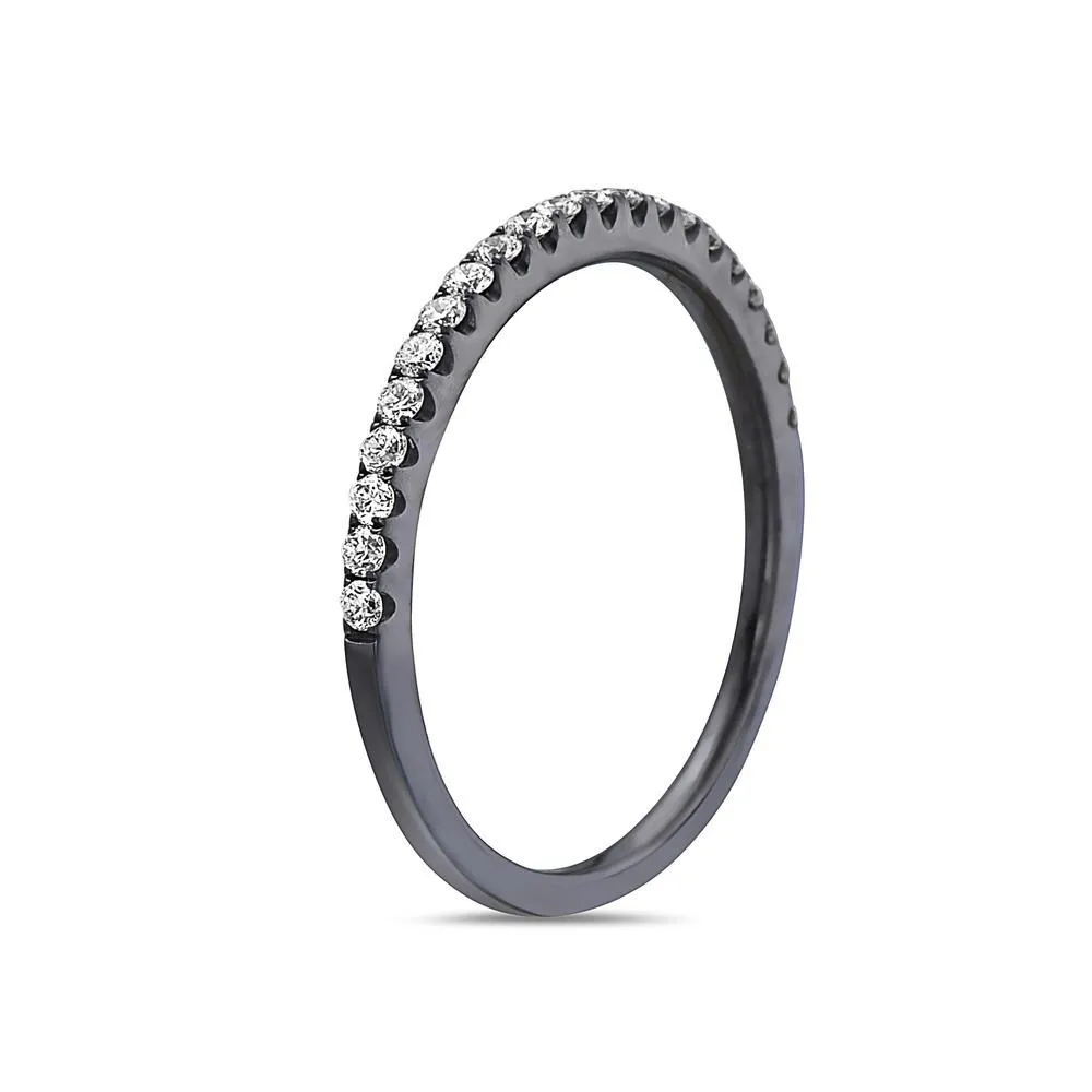 Ladies 18k Black Gold Wedding Band With 0.30 CT