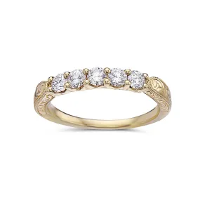 Ladies Wedding Band 18k Yellow Gold 0.49 CT Diamonds