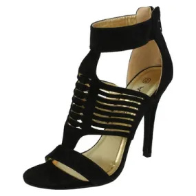 Ladies Anne Michelle Open Toe Zip Back Heels