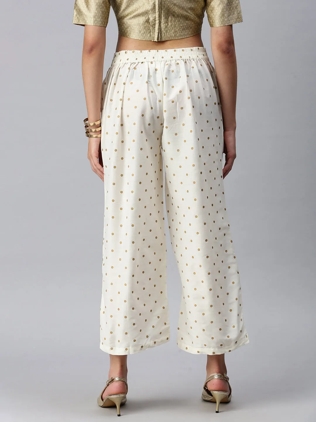 Ladies Printed Palazzo Offwhite