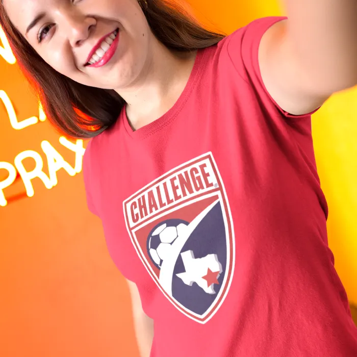 Ladies Red Challenge Shield Tee