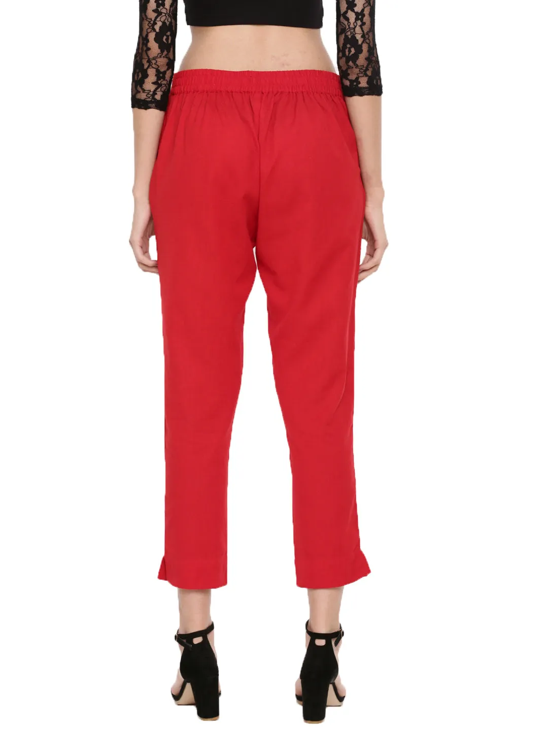 Ladies Straight Pant Red