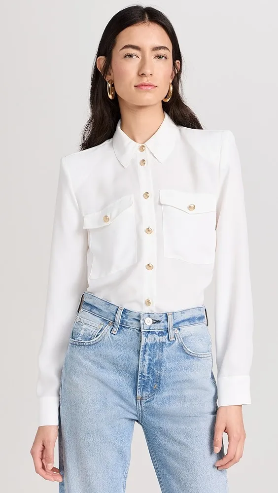 L'AGENCE   Maisy Shoulder Pad Blouse 