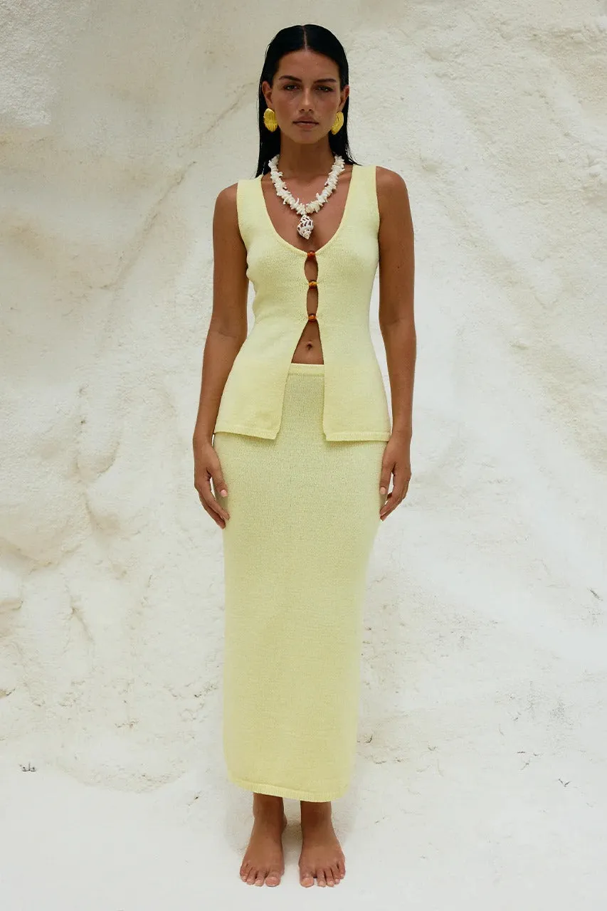 Lemon Colored Midi Skirt Named Nadine