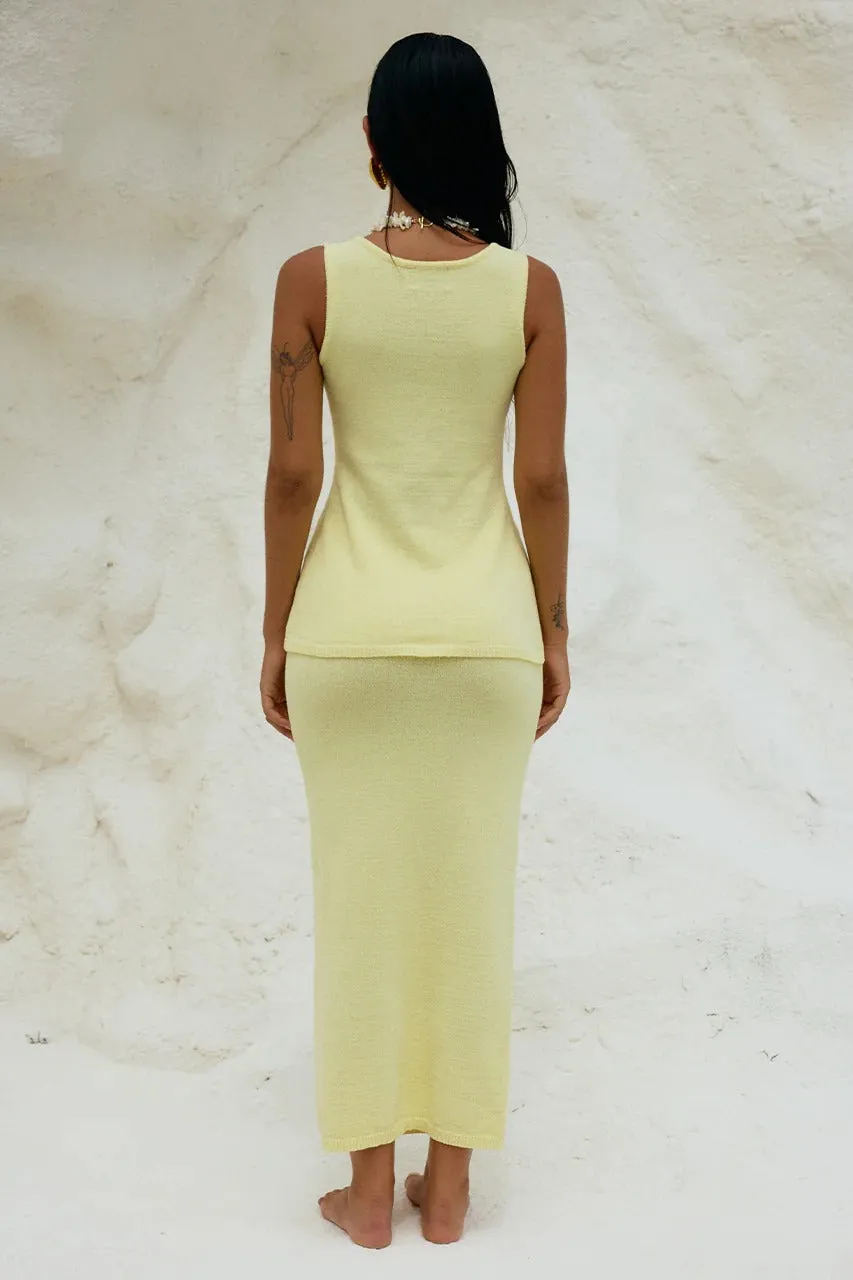 Lemon Colored Midi Skirt Named Nadine