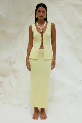 Lemon Colored Midi Skirt Named Nadine