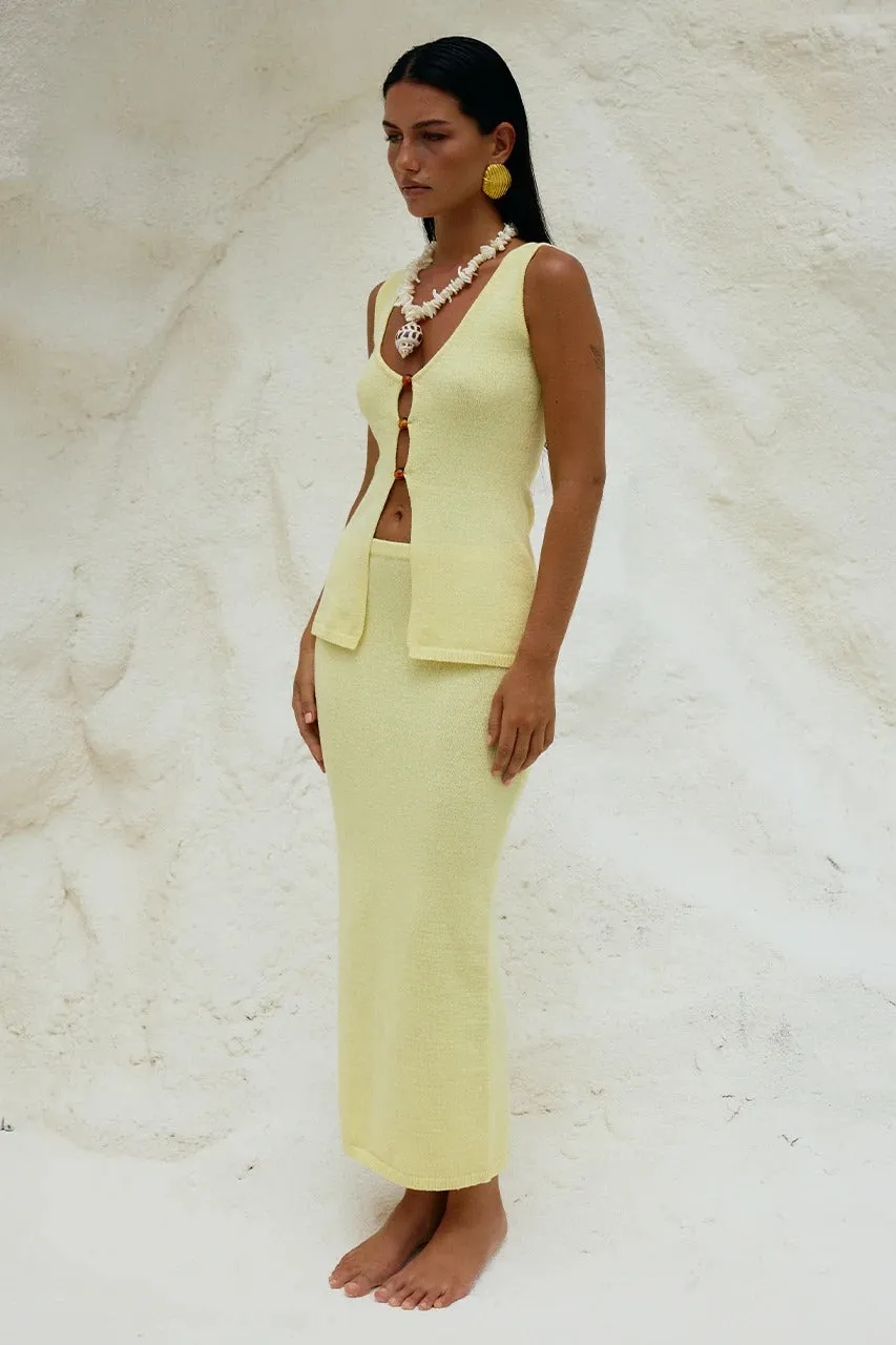 Lemon Colored Midi Skirt Named Nadine