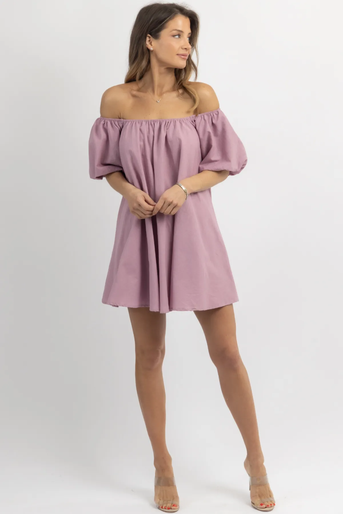 LILAC LANE OFF-SHOULDER MINI DRESS *BACK IN STOCK*