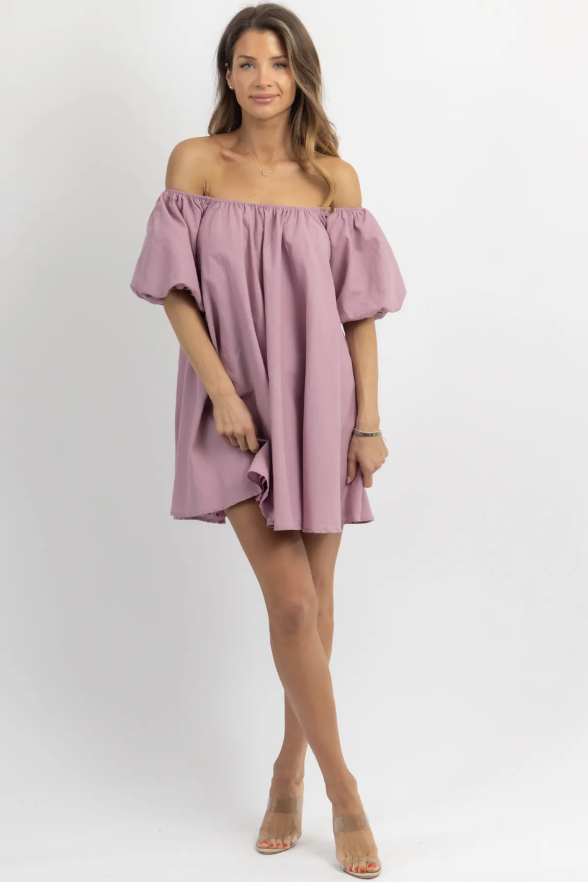 LILAC LANE OFF-SHOULDER MINI DRESS *BACK IN STOCK*