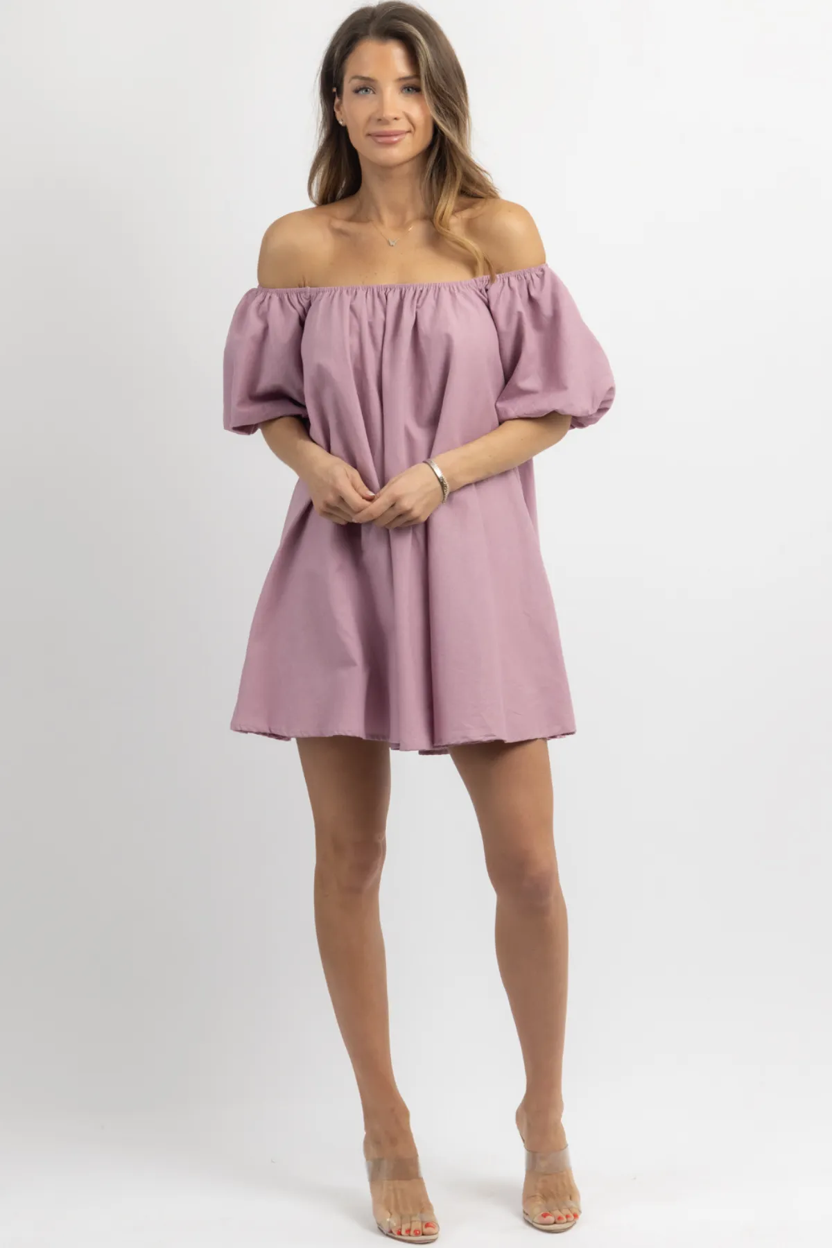 LILAC LANE OFF-SHOULDER MINI DRESS *BACK IN STOCK*