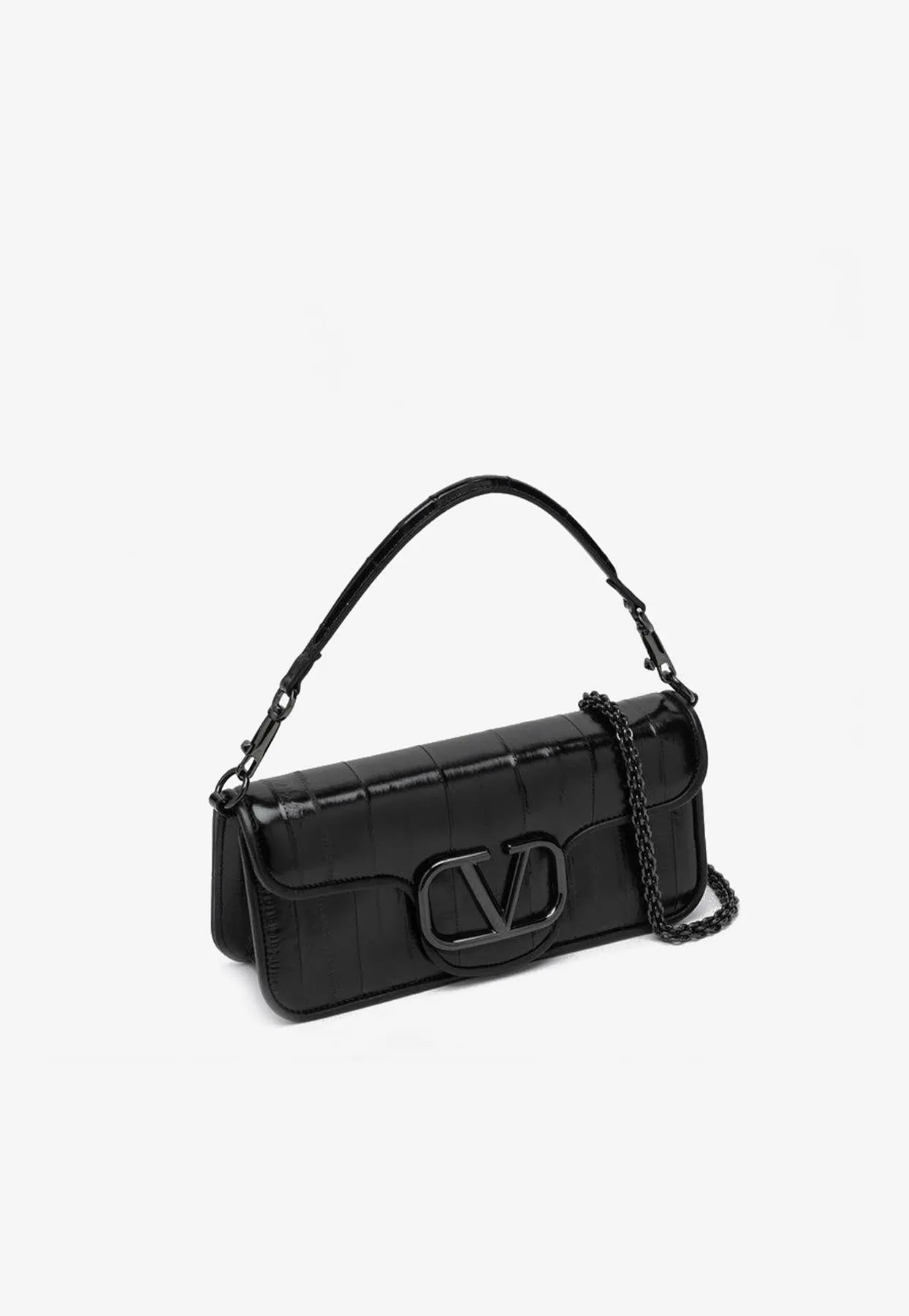 Loco VLogo Shoulder Bag in Eel Skin Leather