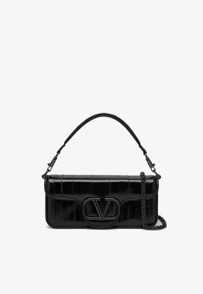 Loco VLogo Shoulder Bag in Eel Skin Leather